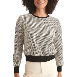Marine Layer Birdseye Black White Contrast Preppy Knit Crewneck Top Small